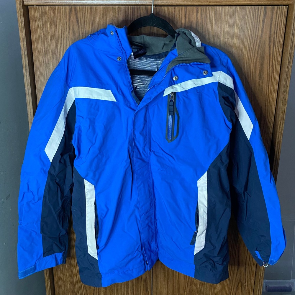 The North Face Ski Jacket Kids XL 18/20 Blue Colorblock Hooded Winter Coat
